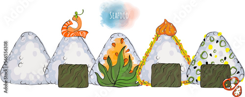 Delicious Asian restaurant dishes, snacks. Set, frame, pattern. Sweets, sashimi, ramen, pancakes, fish pie, toki boki, fish