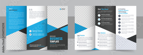 Trifold Brochure Design Layout with Blue Accent, Corporate business trifold brochure template