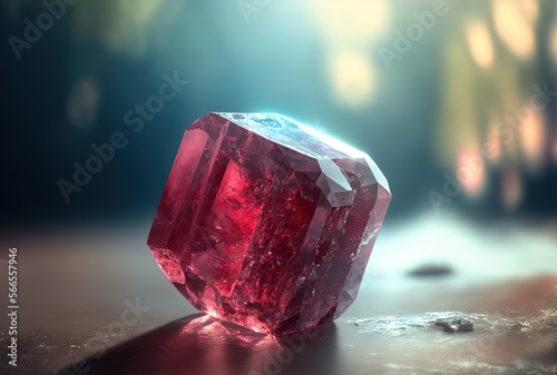 Spinel, close up raw material mineral gemstone, idea for gemology and spiritual theme concept, Generative Ai