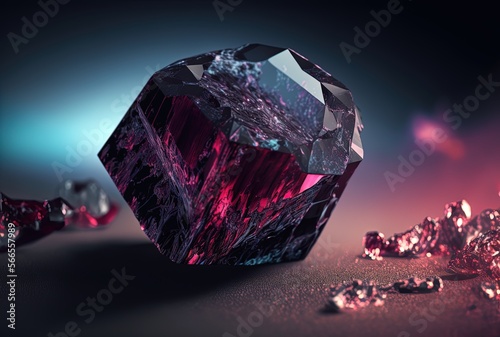 Spinel, close up raw material mineral gemstone, idea for gemology and spiritual theme concept, Generative Ai