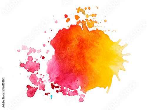 Foto Colorful red-yellow watercolor splash, blot