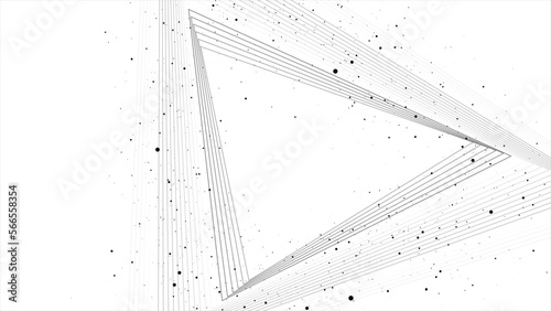 Wallpaper Mural White black contrast design with linear triangles and dots Torontodigital.ca