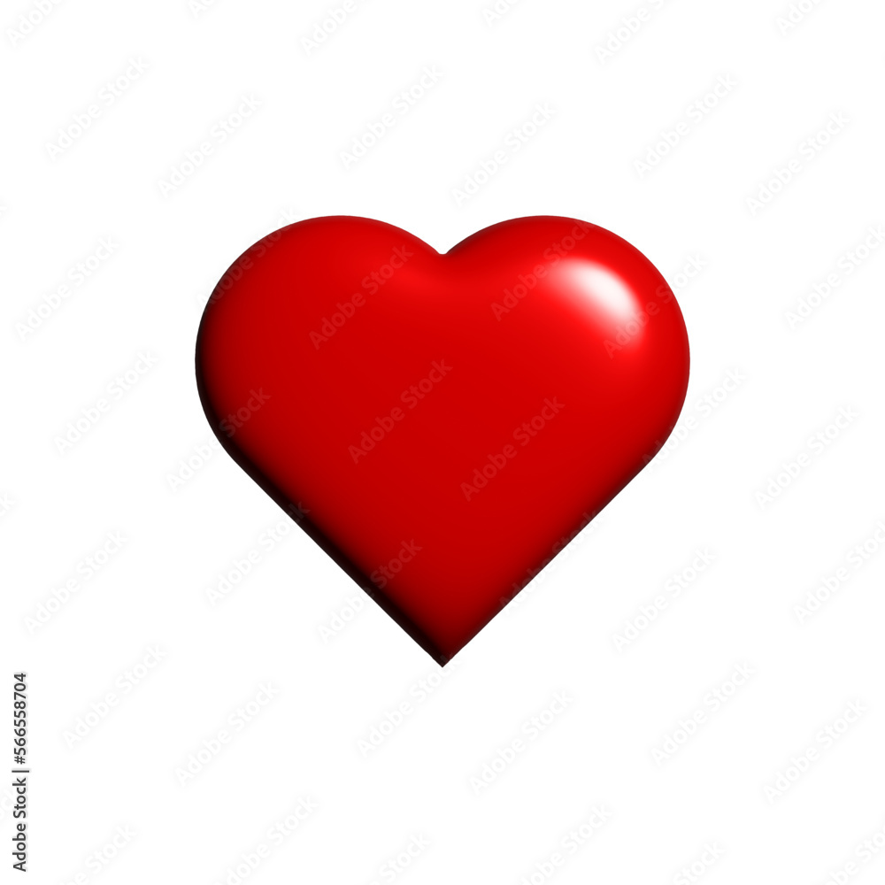 3d heart vector. Red Heart Symbol Isolated White Background With Gradient Mesh, Vector Illustration
