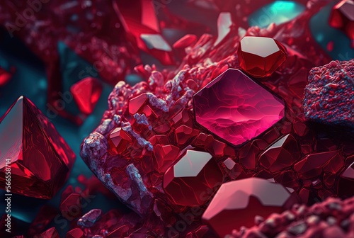 Red Ruby, abstract gemstone surface background, Generative Ai 