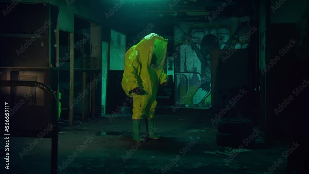 Hazmat Suit in an abandoned building Hazmat Suit in an abandoned building