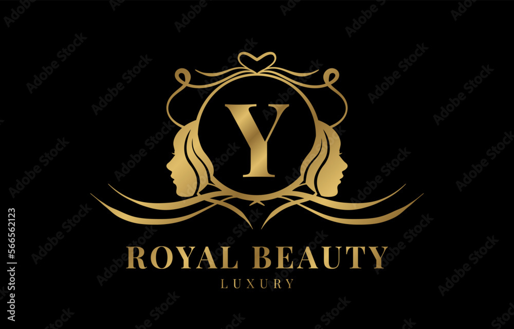 letter Y royal beauty crest logo design element