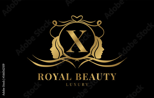 letter X royal beauty crest logo design element