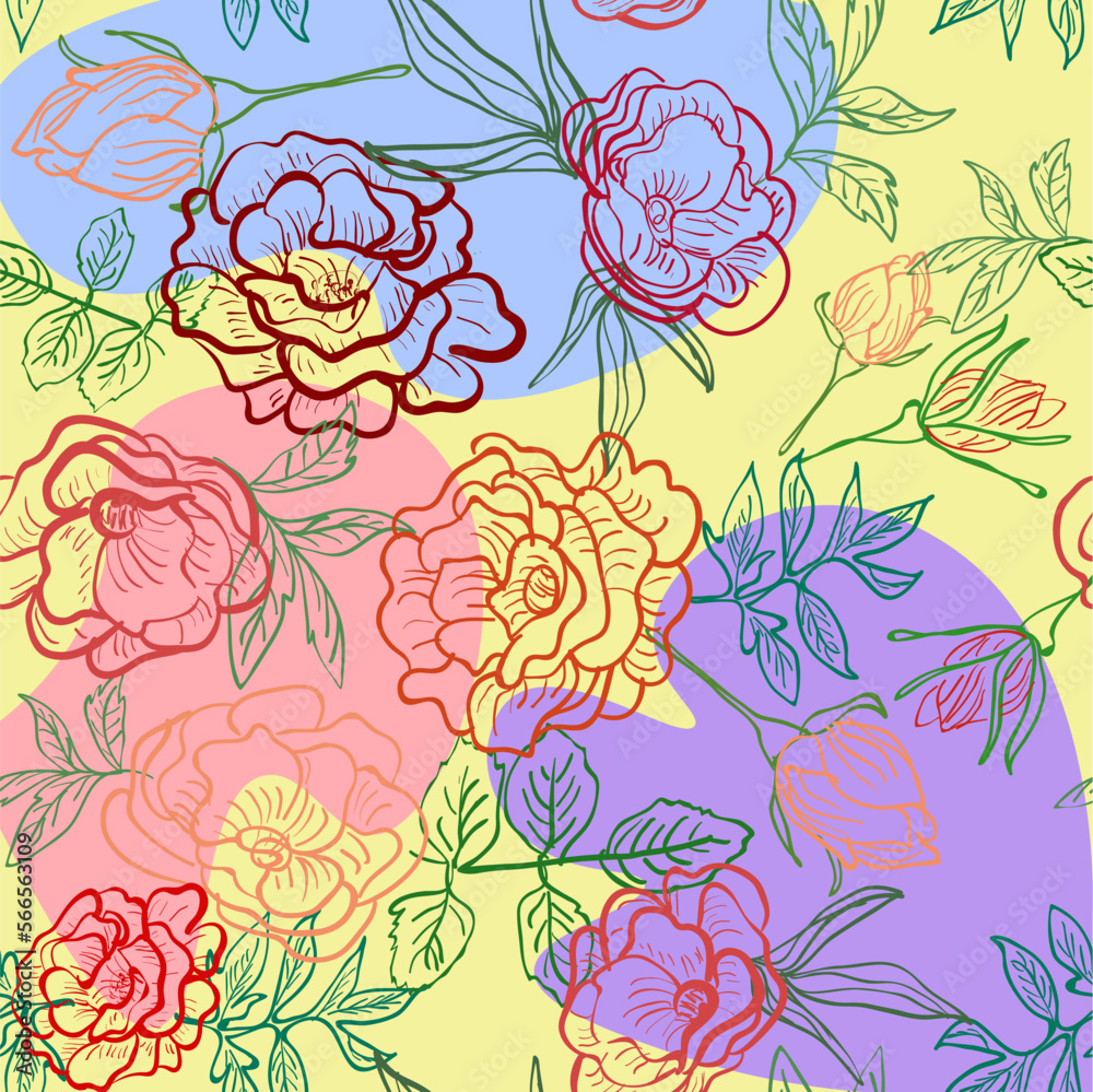 Spotty flower pattern with colored background