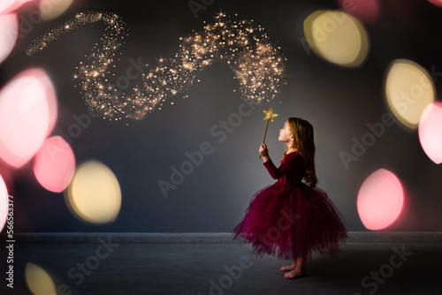 Magical composite of young girl in fairy fancy dress outfit