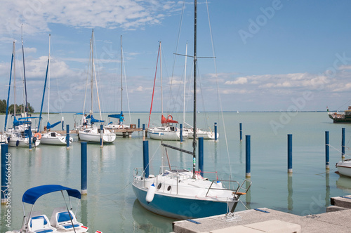 Lake Balaton, Sailing boats in harbour of Balatonfured, Hungary