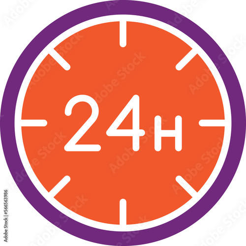 24 hours Vector Icon Design Illustration