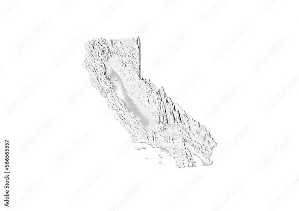 A map of California, California map in joyplot style. Minimalist poster of California map to demonstrate state topography in 3D like style.