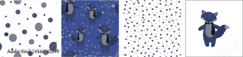 A set of seamless patterns and animal figurines. Vector file.