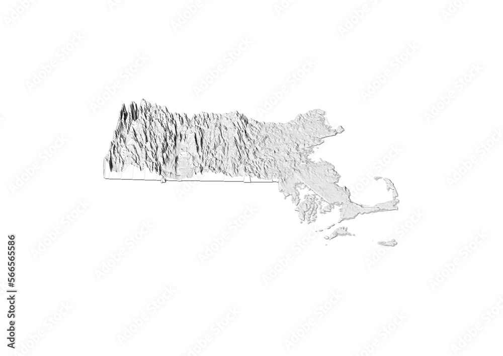A map of Massachusetts, Massachusetts map in joyplot style. Minimalist poster of Massachusetts
