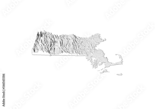 A map of Massachusetts  Massachusetts map in joyplot style. Minimalist poster of Massachusetts map to demonstrate state topography in 3D like style.