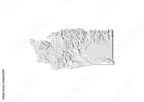 A map of Washington, Washington map in joyplot style. Minimalist poster of Washington map to demonstrate state topography in 3D like style.