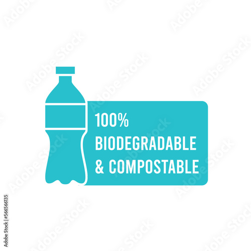 Plastic free logo, 100% biodegradable & compostable label logo isolated on white background