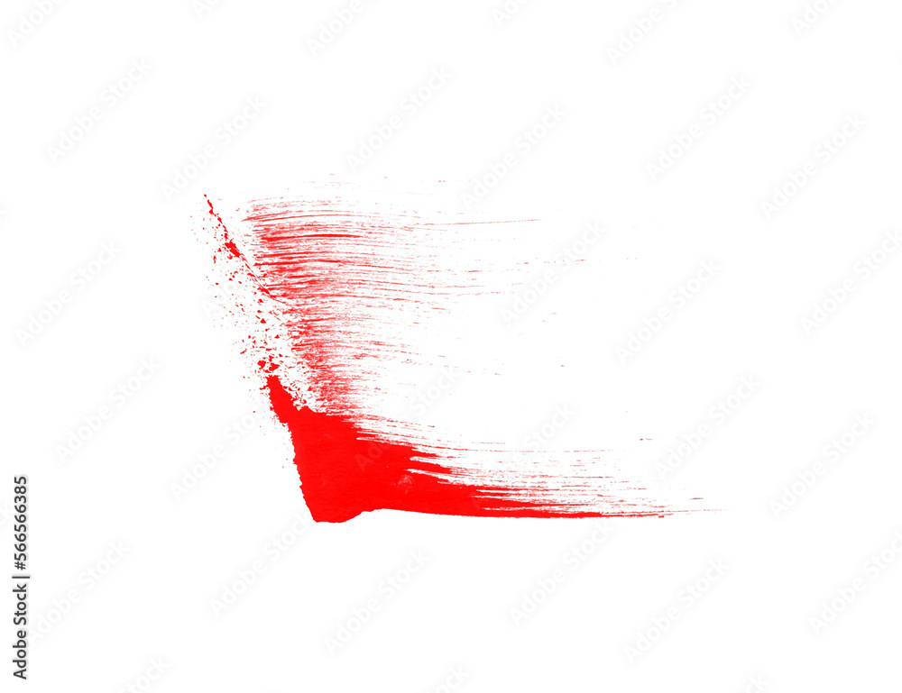 Red paint brush for art painting. Beautiful isolated smear