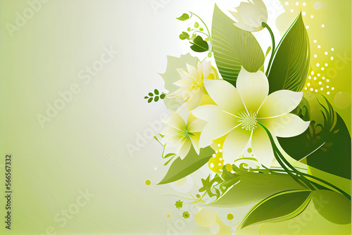 unshine on easter flowers, A lot of white space, tender green gradient background photo