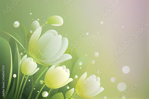 unshine on easter flowers, A lot of white space, tender green gradient background photo