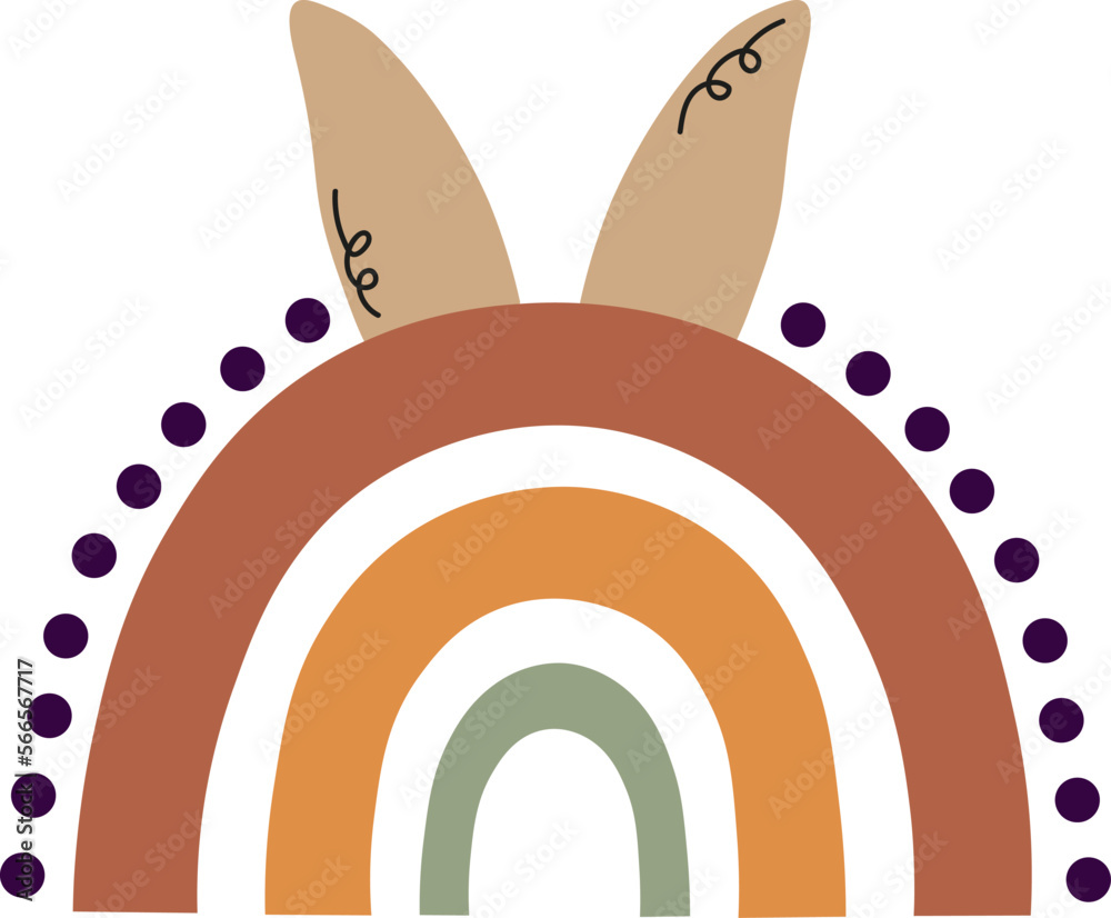 Boho rainbow with ears. Spring item. Catholic religion holiday. Vector stock illustration Boho rainbow with ears. Spring item. Catholic religion holiday. Vector stock illustration