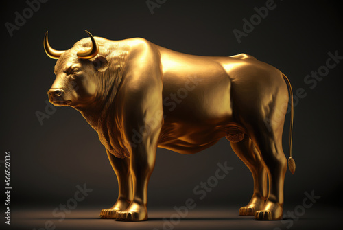 golden bull or calf on black background  concept image for stock exchange or false god