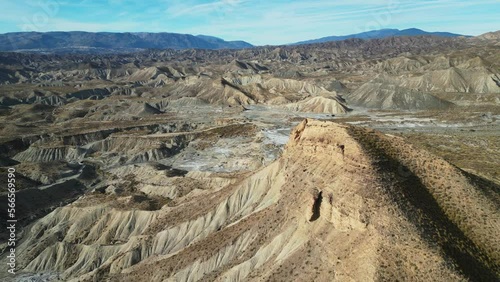 Tabernas Desert, Scenic Nature Landscape in Almeria, Andalusia, Spain - Aerial 4k Circling