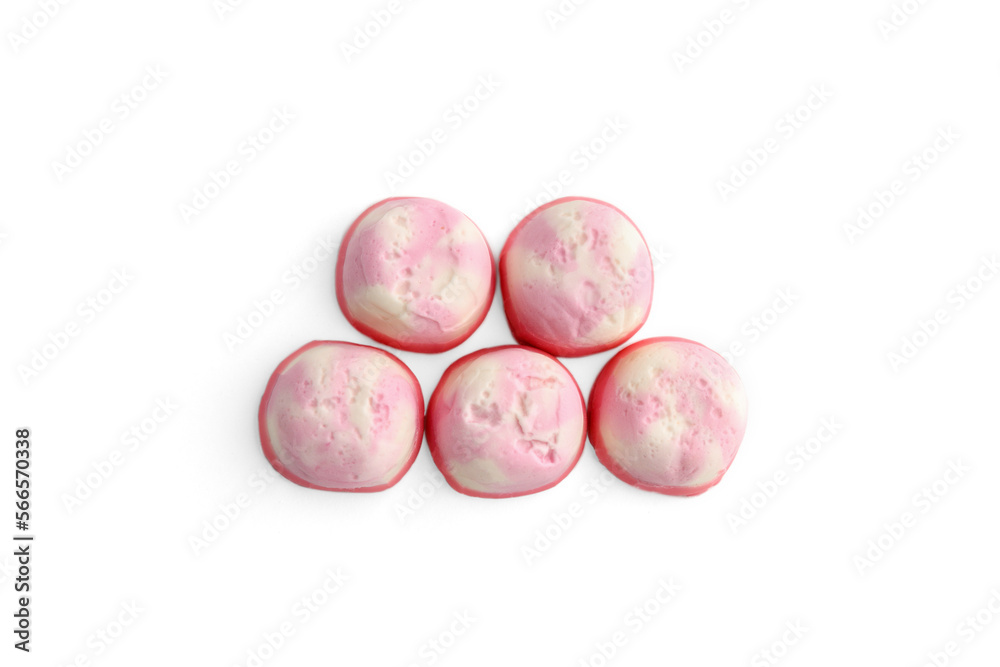 Strawberry souffle sweets isolated on white background. Strawberry souffle sweets isolated on white background.