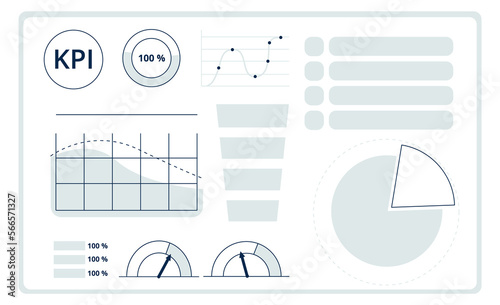 Perfomance analysis dashboard elements. Kpi data icons