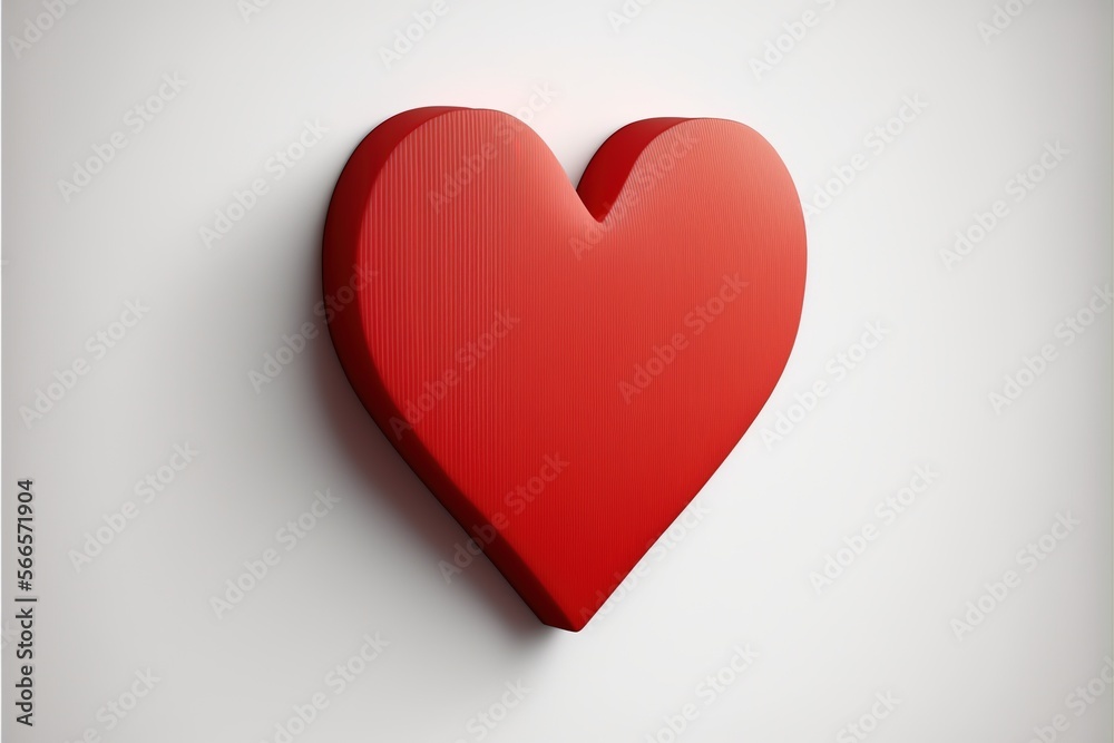 Fototapeta premium 3d red heart on white background, created using generative ai technology