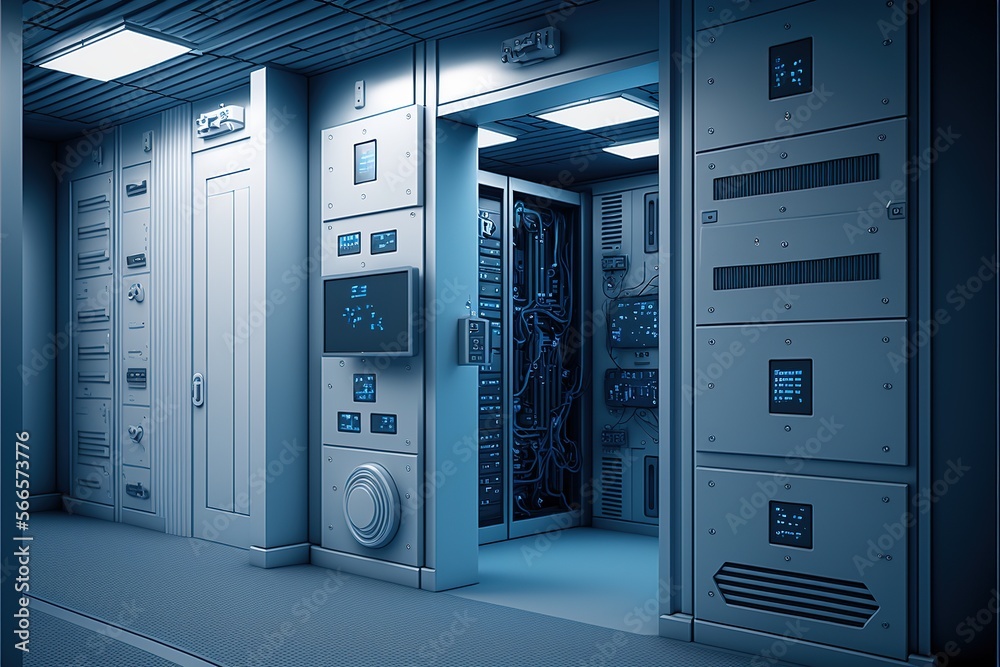 Image of empty server room, created using generative ai technology Image of empty server room, created using generative ai technology