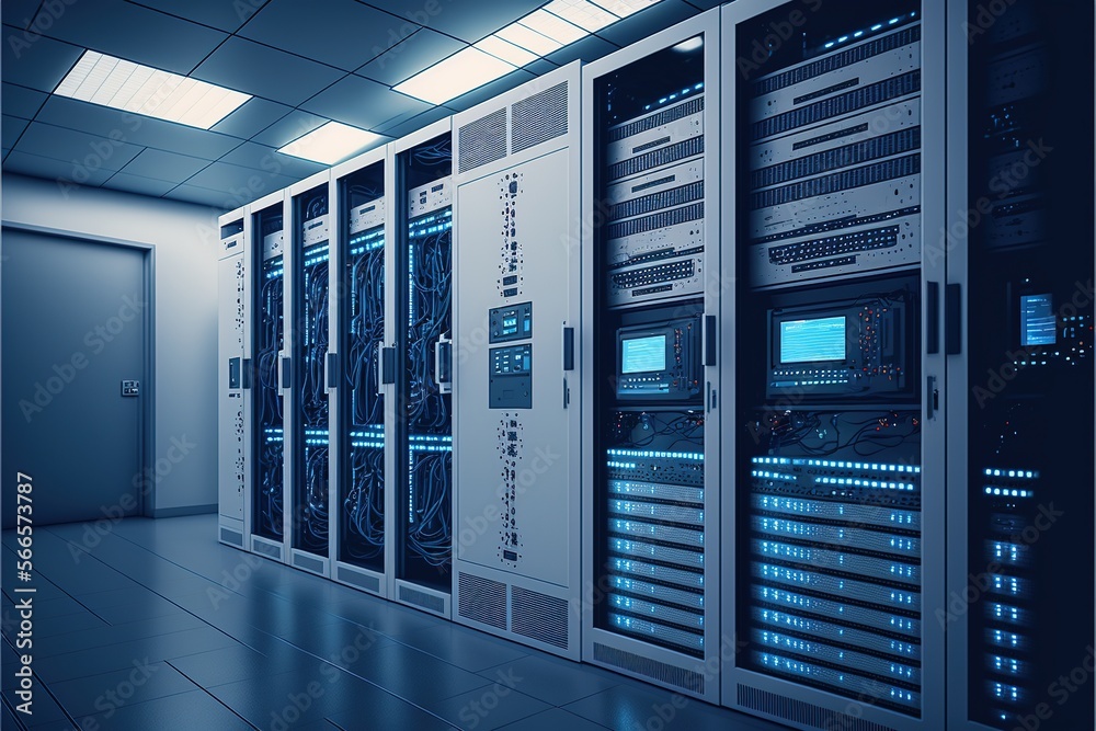 Image of empty server room, created using generative ai technology Image of empty server room, created using generative ai technology