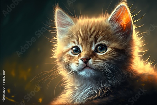 Portrait of cute cat on black background, created using generative ai technology © Future Vision