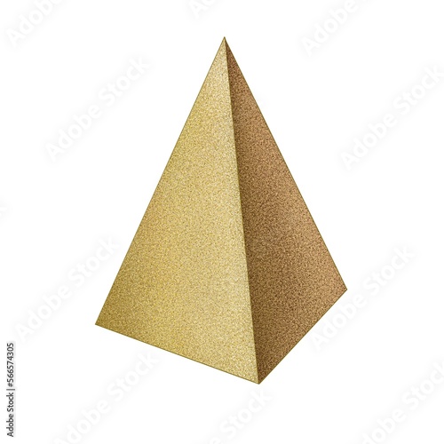 Gold pyramid. isolated on white background. Golden matte glossy 3d triangle