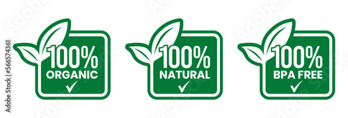 100% Natural and organic Product Vector Icon Circle Sign. Healthy Food Emblem. Organic food Badge.