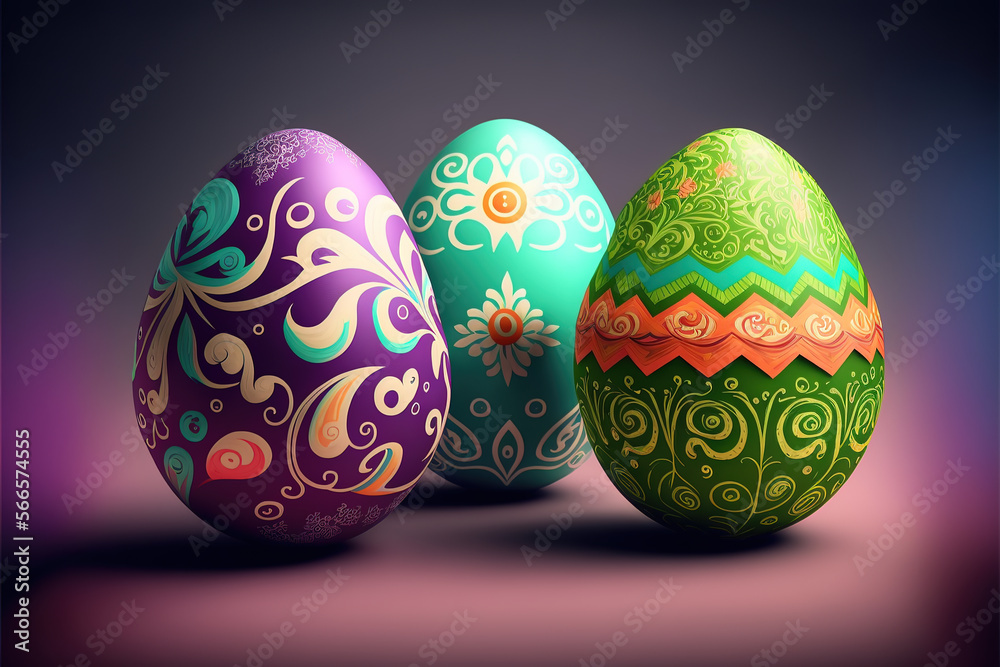 Easter eggs, colorful and elegant, Easter day. generated by IA Easter eggs, colorful and elegant, Easter day. generated by IA