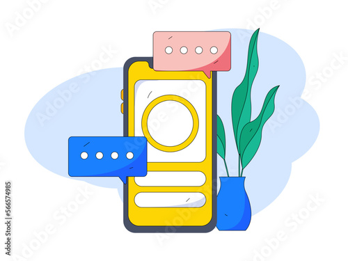 Virtual characters social communication concept business flat vector hand drawn illustration
