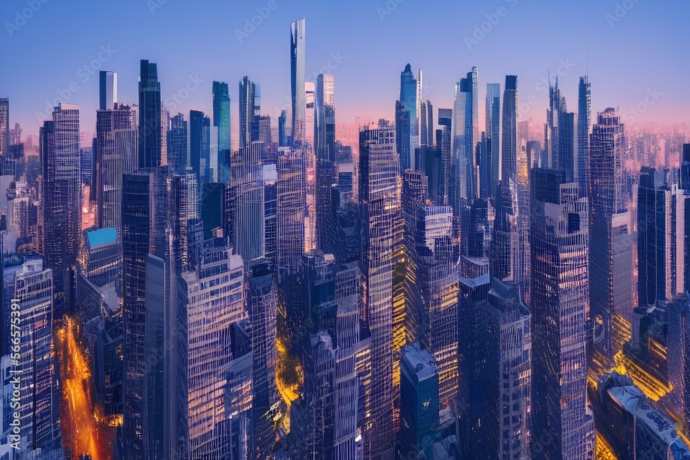 Obraz premium antastic image, skyline with urban skyscrapers - generative ai