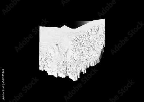 A map of Ohio, Ohio map in joyplot style. Minimalist poster of Ohio map to demonstrate state topography in 3D like style.