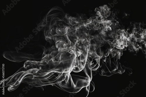 Light and dark grey smoke on black background, created using generative ai technology