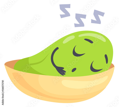 Canvastavla Pistachio sleep in shell. Funny nut cartoon character