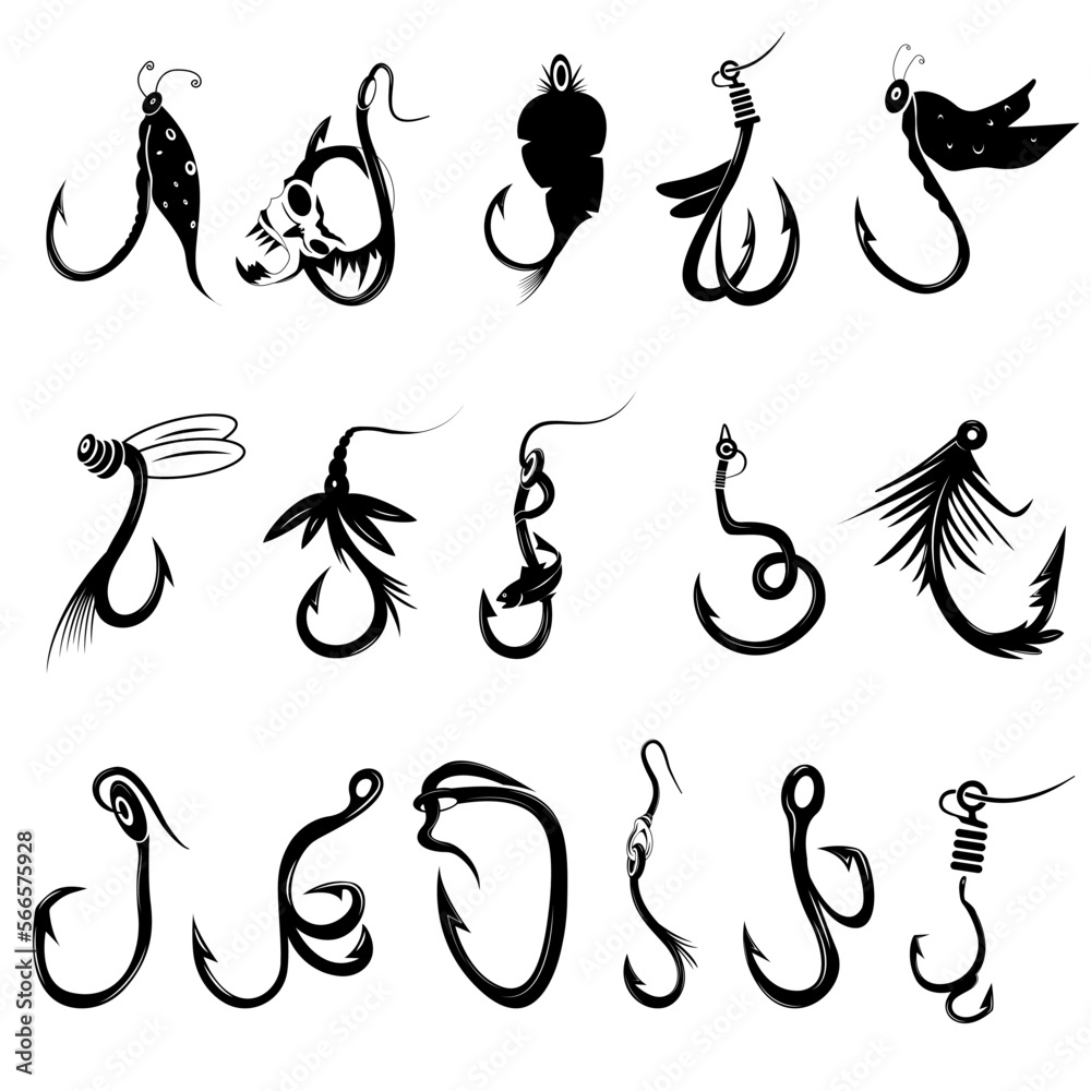 Fish Hook Bundle SVG, Fish Bundle SVG, illustration of a hook Stock ...