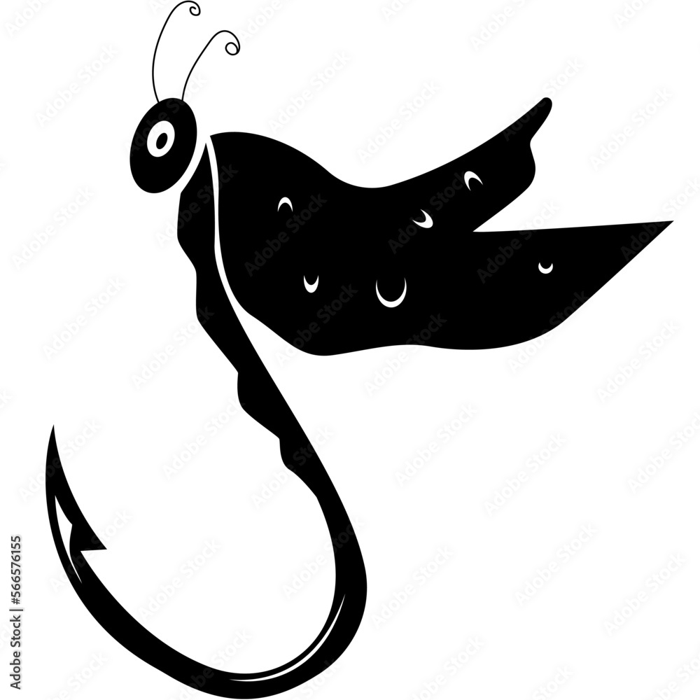Fish Hook SVG, Fish Hook Silhouette, Fish Hook Clipart, illustration of