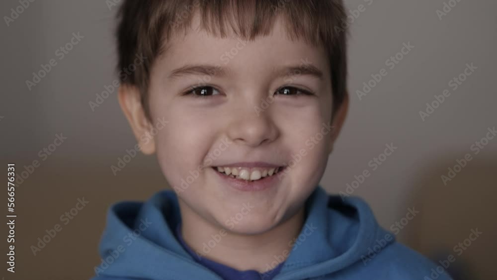 Pretty Caucasian Preschool Boy. Portrait Little Smiling Boy Looking at Camera. Laughs Happily Child at Home Close-up. Inquisitive Little Kid Boy Portrait. Face Funny Contemplative Kid Child. Pretty Caucasian Preschool Boy. Portrait Little Smiling Boy Looking at Camera. Laughs Happily Child at Home Close-up. Inquisitive Little Kid Boy Portrait. Face Funny Contemplative Kid Child.