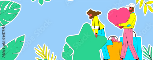 Virtual characters social communication concept business flat vector hand drawn illustration
