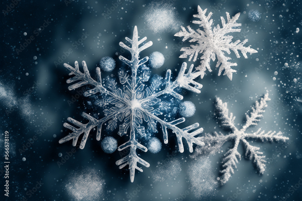 Generative Ai of Majestic winter snowflake with bokeh. Winter postcard.
Generative Ai of Majestic winter snowflake with bokeh. Winter postcard.