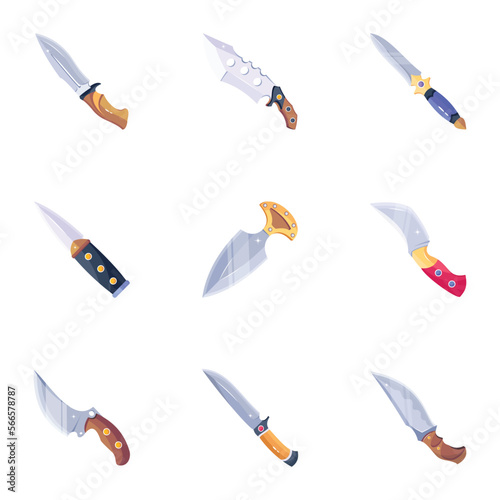 Set of Sharp Knives Flat Vectors 


