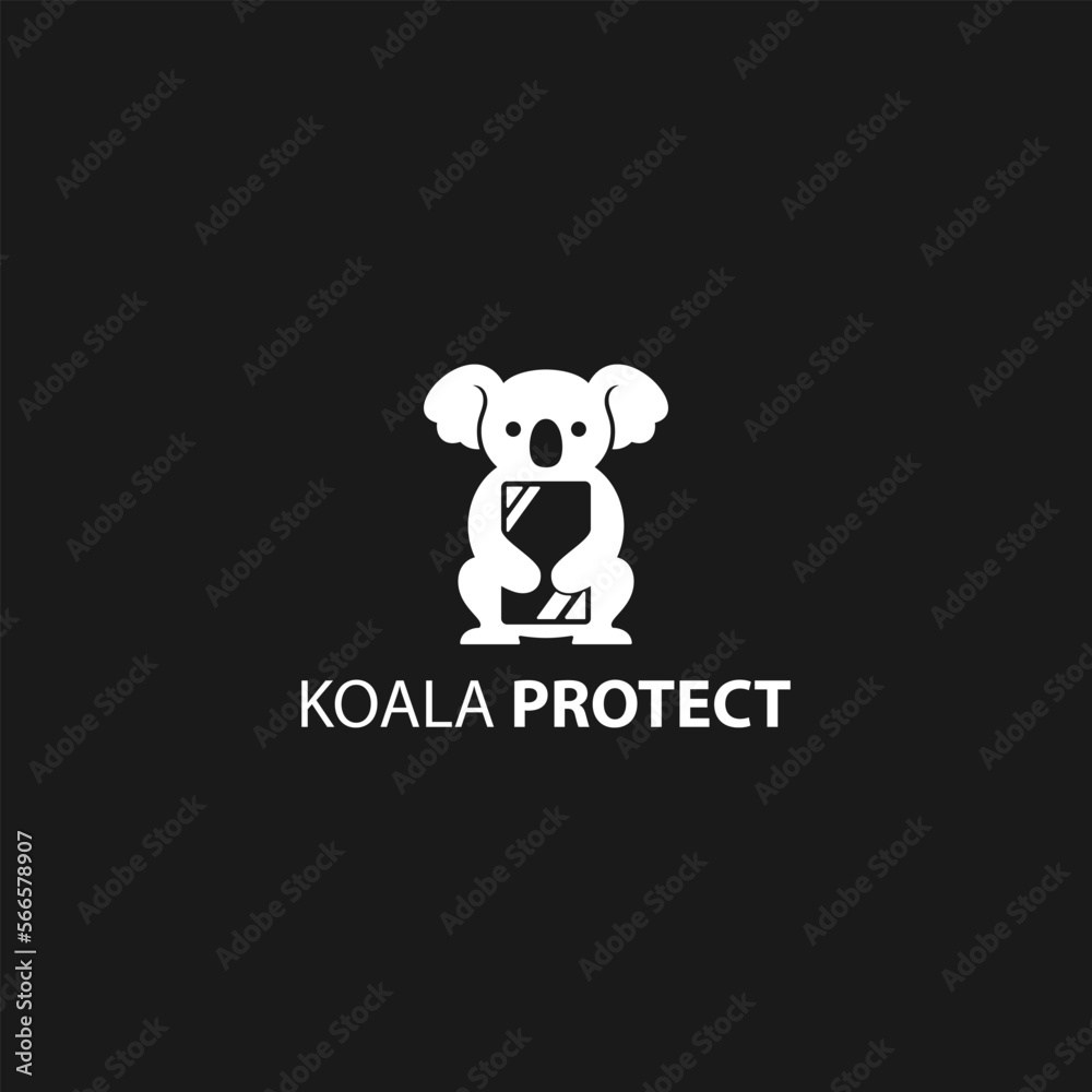 koala black and white logo icon design vector, koala protect logo
