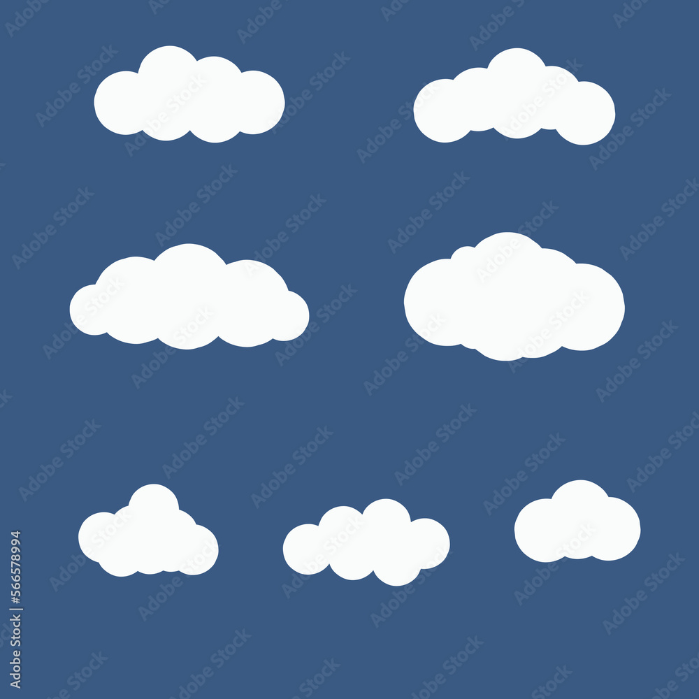 A set of icons of clouds of different shapes
