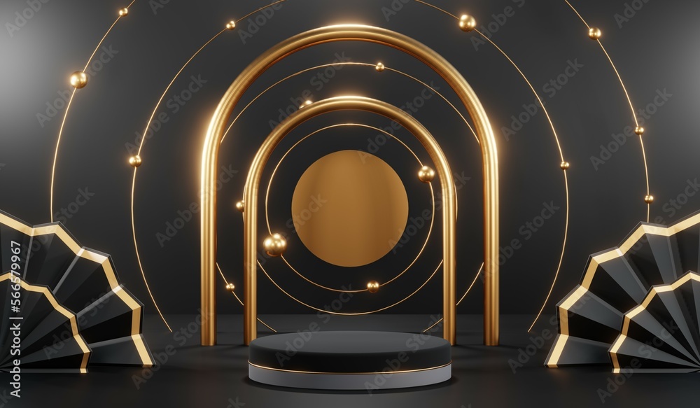3D rendering of black podium background for black friday product on podium 3D rendering of black podium background for black friday product on podium